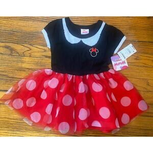 NWT Disney Minnie Mouse Dress Toddler Girls 2T Black Red